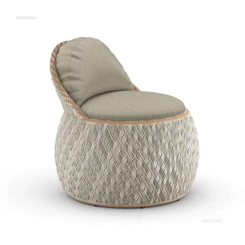 Italian PE Rattan Woven Beach Chairs Terrace Garden Outdoor Chairs Light Luxury High-end Patio Leisure Chair Outdoor Furniture Y