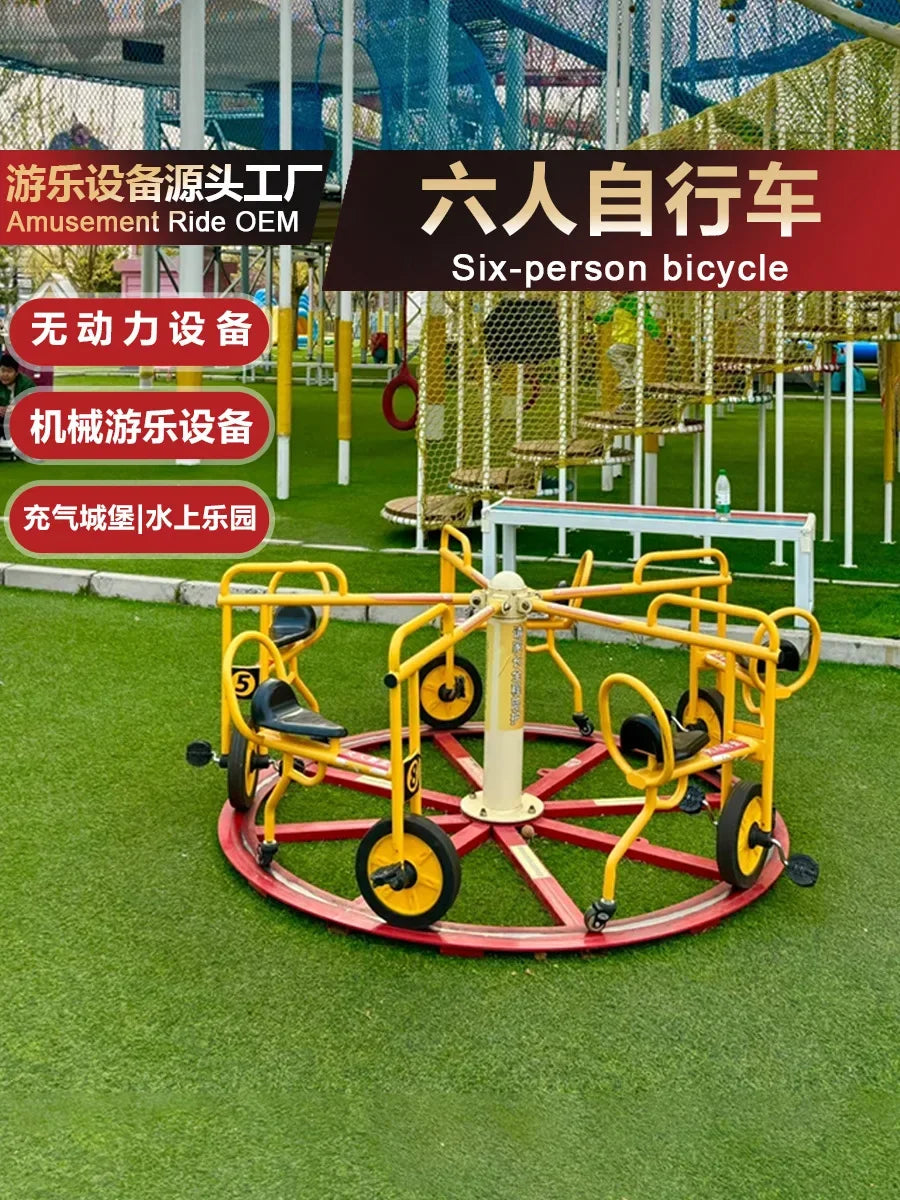 Six-person bicycle rotary pedal two-wheeler