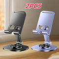 2pcs Folding Phone Stand, All-Metal Phone & Tablet Stand, 360-Degree Rotating Base with Silicone, Features Soothing Mechanical Sound, Perfect for Home, Office And Travel Use, Live Streaming, Selfie Sticks, Video Recording, Id