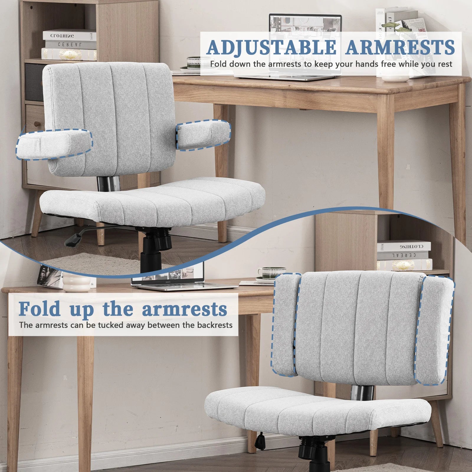 VIGOSIT Criss Cross Chair, Anti-Grip fabric Comfort Cushion Modern Tailor Seat chair for Office,Cute Vanity Swivel Chair with Back Modern Fabric with Wheels Swivel Task Home Gaming Chair