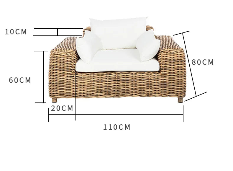 Outdoor rattan sofa combination courtyard terrace leisure waterproof sunscreen balcony rattan chair outdoor villa garden