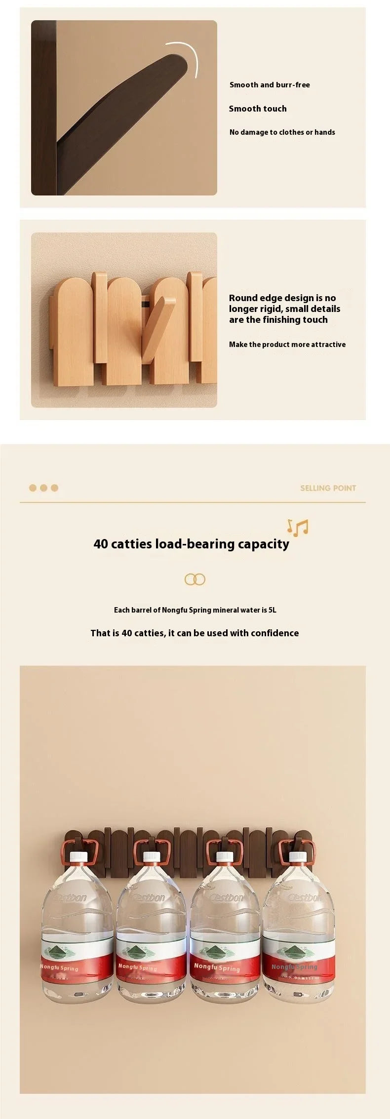 Wooden Piano Key Coat Hooks - Wall Mounted Entryway Hangers for Door & Foyer - Creative Wooden Wall Organizer for Keys & Clothes