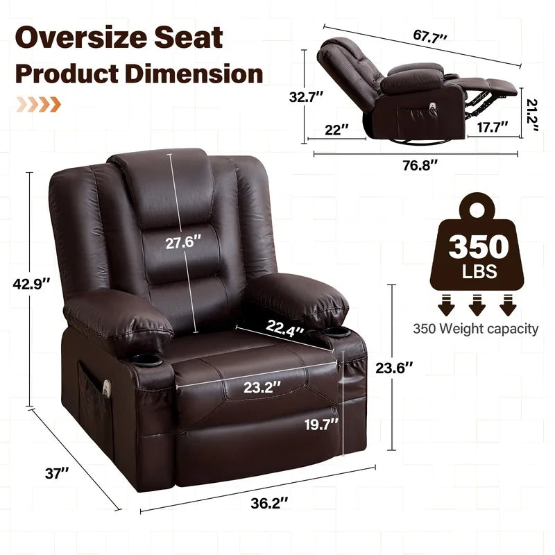 Recliner Chair,Rocking Chair with Massage and Heat,360° Swivel Recliner Chairs for Adults,for Bedroom,Nursery,Living Room Chairs