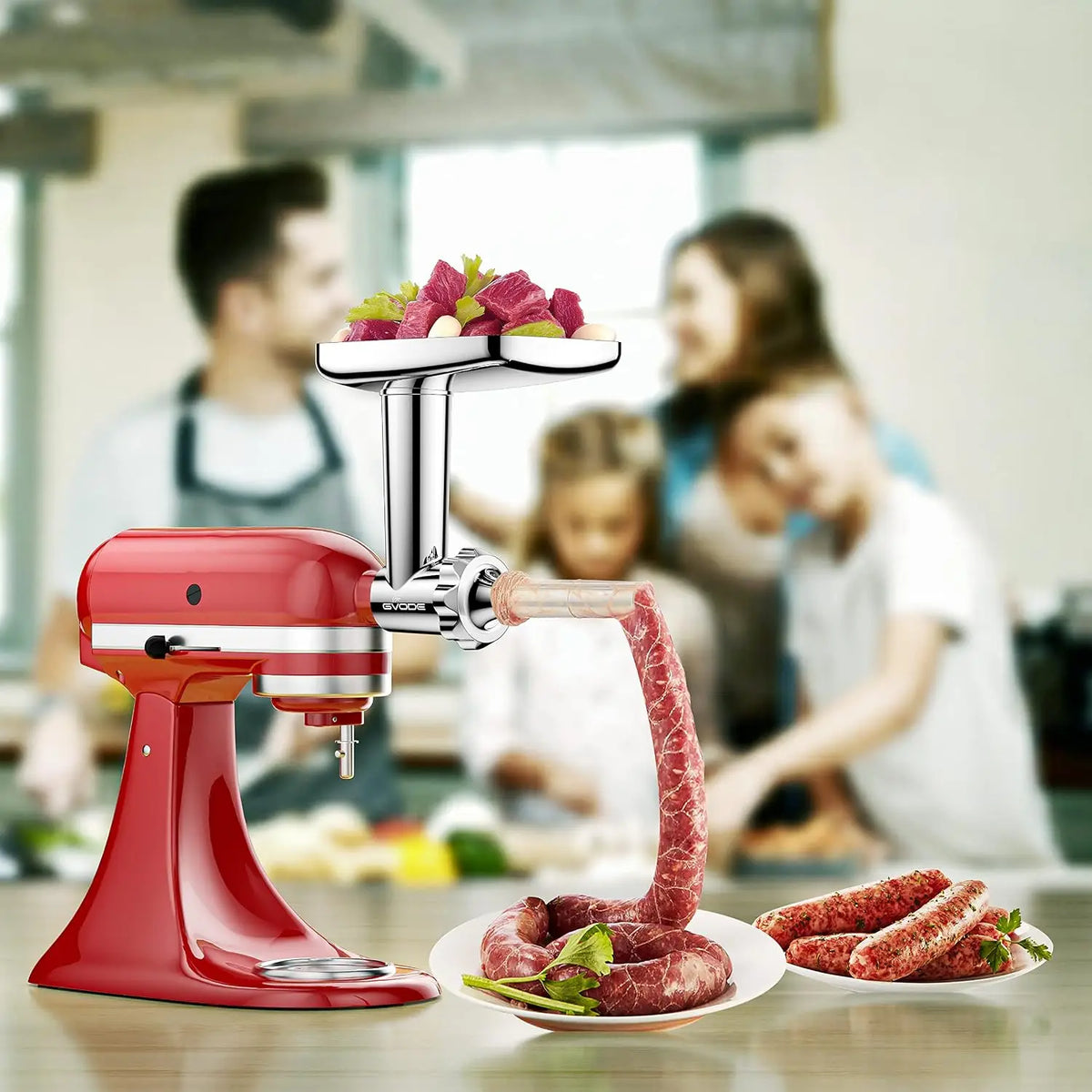 Metal Meat Grinder Attachment for KitchenAid Stand Mixer with 4 Grinding Plates 3 Sausage Tubes 2 Blades