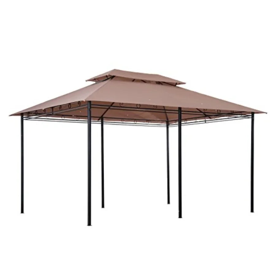 10' x 13' Patio Gazebo Outdoor  Shelter with Curtains Vented Roof Steel Fe for Garden Lawn Backyard Deck