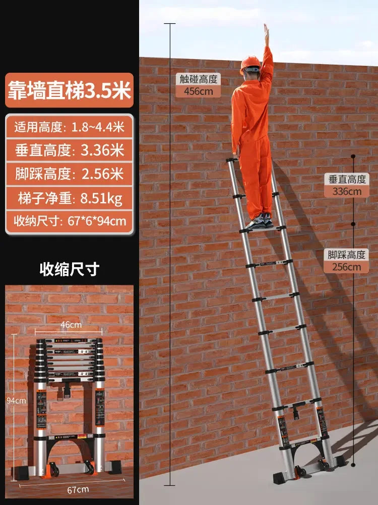 Aluminum Alloy Telescopic Ladder Thickened Stainless Steel Step Ladders Folding Lift Herringbone Ladder Home Portable Ladder B Y