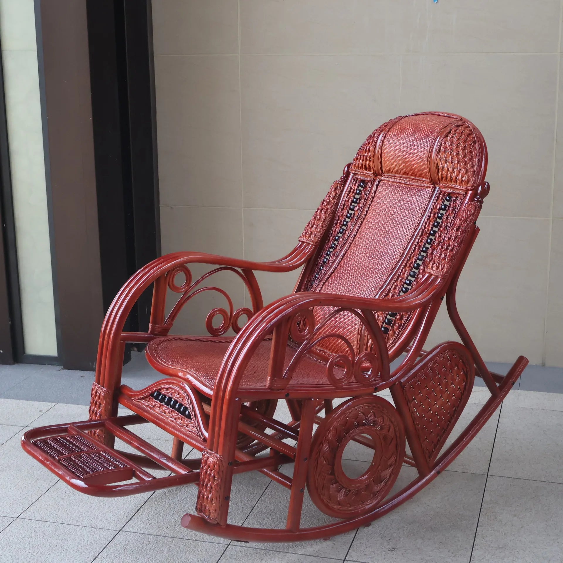 Leisure Lazy Rocking Chair Pastoral Rattan Natural Rattan Homestay Rocking Chair