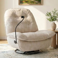Beige Oversized Swivel Rocker Recliner with Armrest and Padded Holder for Living Room or Nursery