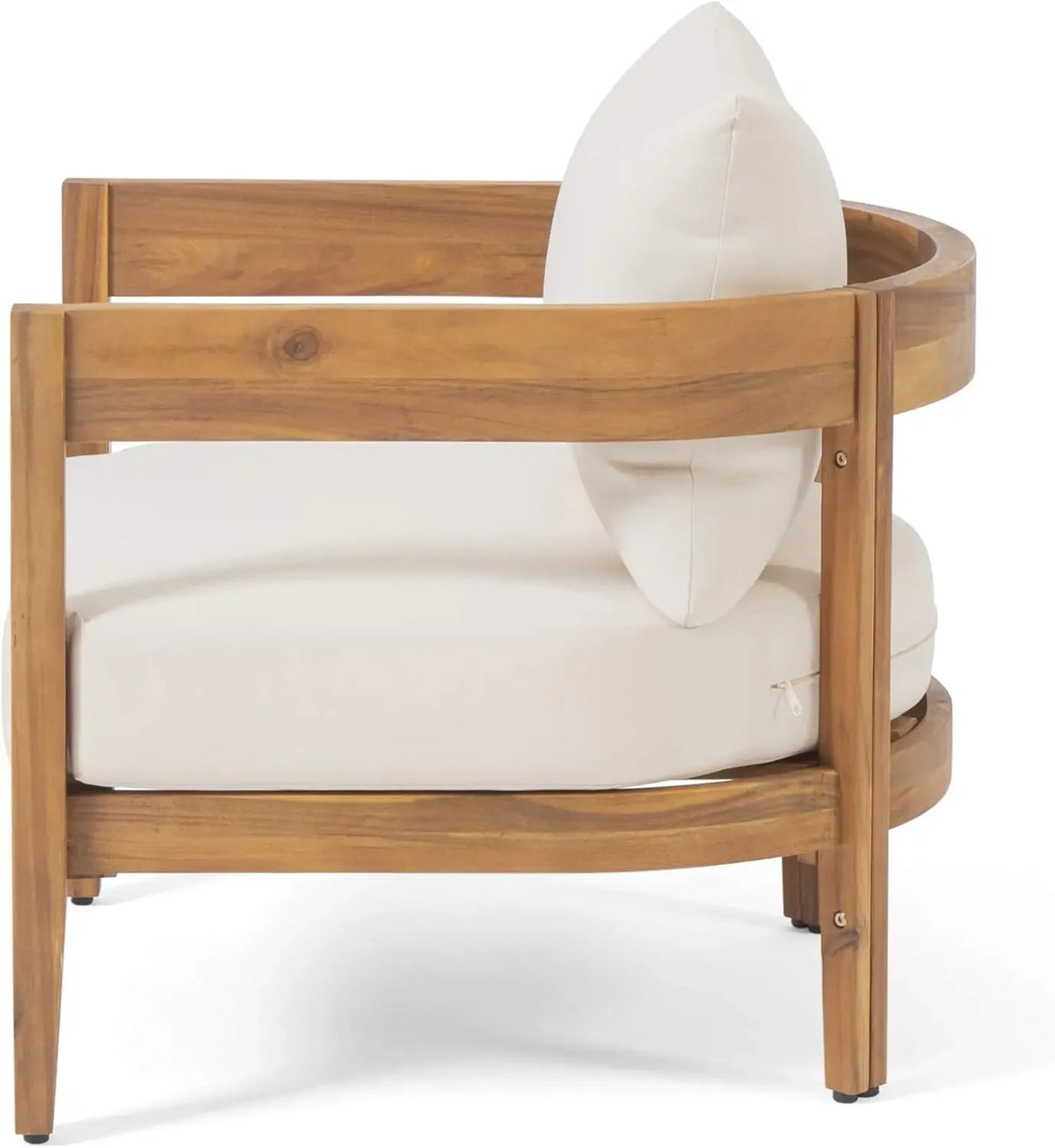 Outdoor Club Chair Set of 2 Acacia Wood Beige Cushion Patio