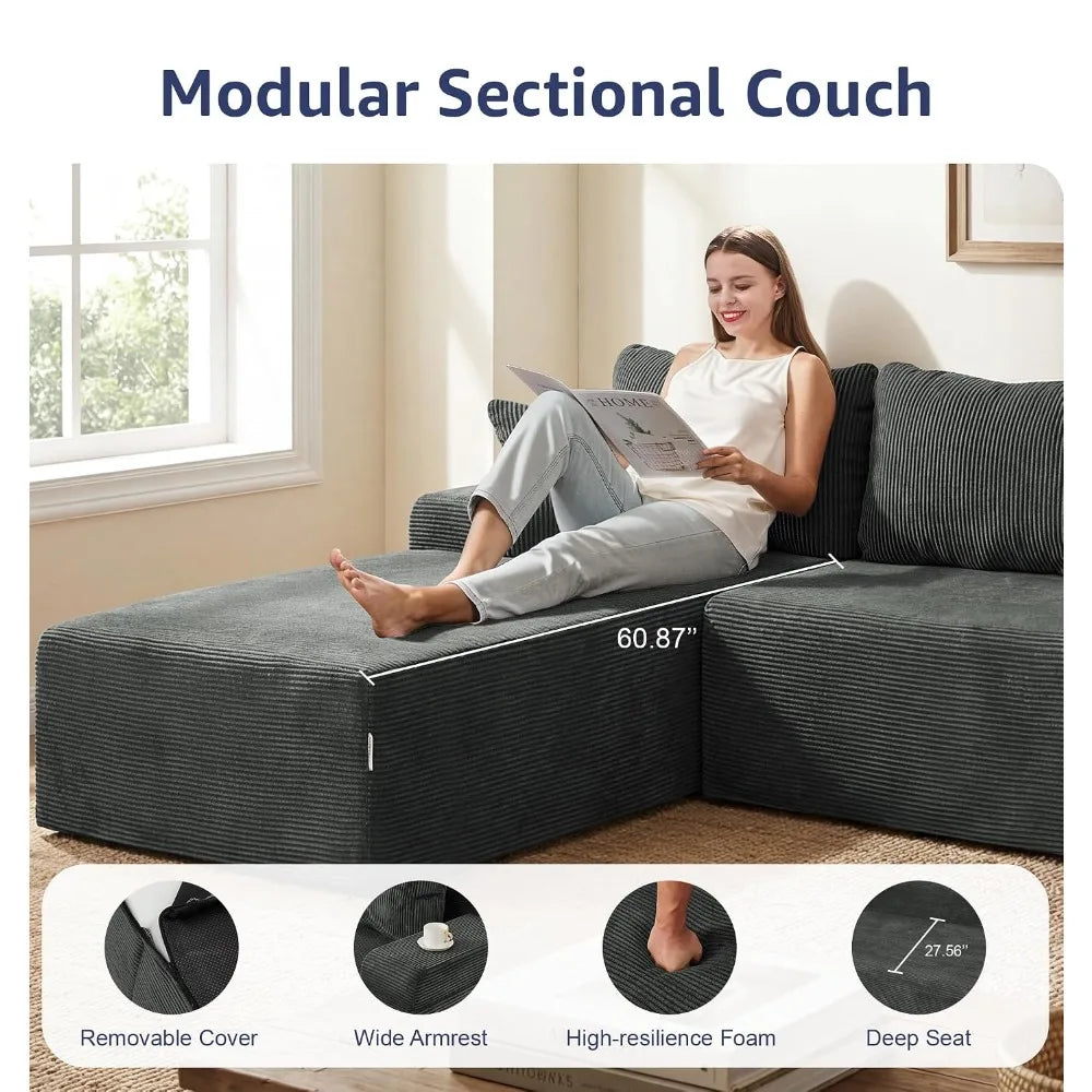 Modular Sectional Sofa Couches L-Shape Couch 3 Seat Modular Sofa Memory Foam Sectional Couches for Living Room,, Customized