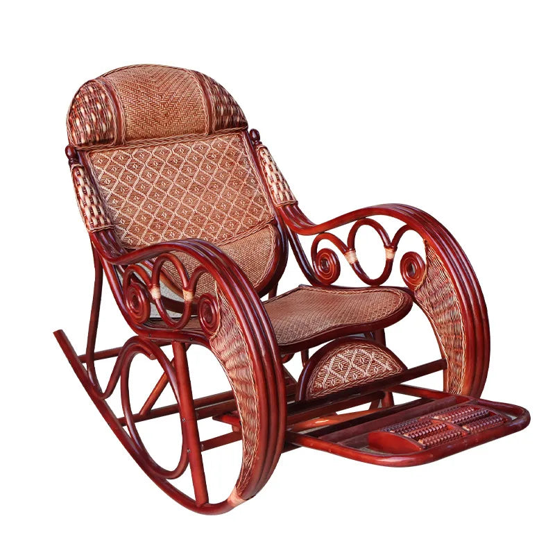 Leisure Lazy Rocking Chair Pastoral Rattan Natural Rattan Homestay Rocking Chair