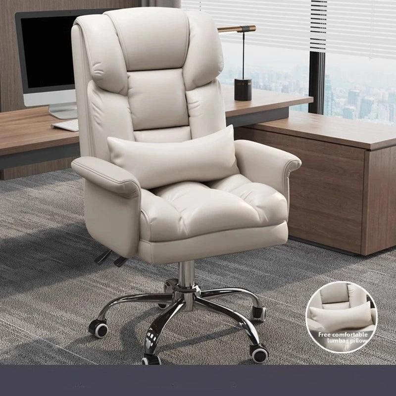 Executive Leather Office Chair Ergonomic Comfort Reclining Desk Chair for Home Workstations Full Backlift Adjustable Furniture