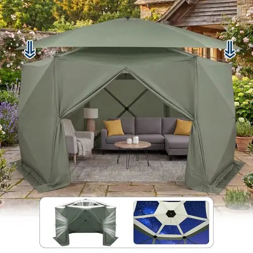 Shipment From The USUp Gazebo Sn Tent, 6 Sided Sun Shelter, Pavilion Tent For Patio | 13x13ft -Up Gazebo Tents With Mosquito N