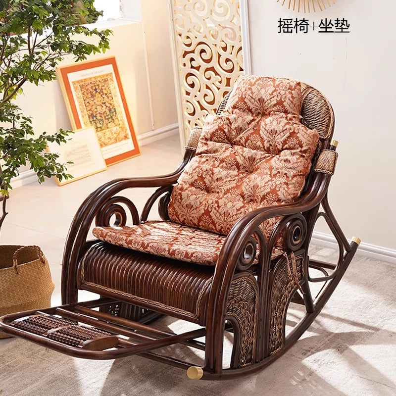 Natural rattan rocking chair adult sofa household cushion living room