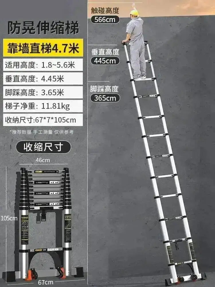 Engineering Multifunctional Aluminum Ladder Step Alloy Stools Home Folding Telescopic Ladder Portable Thick Herringbone Stairs
