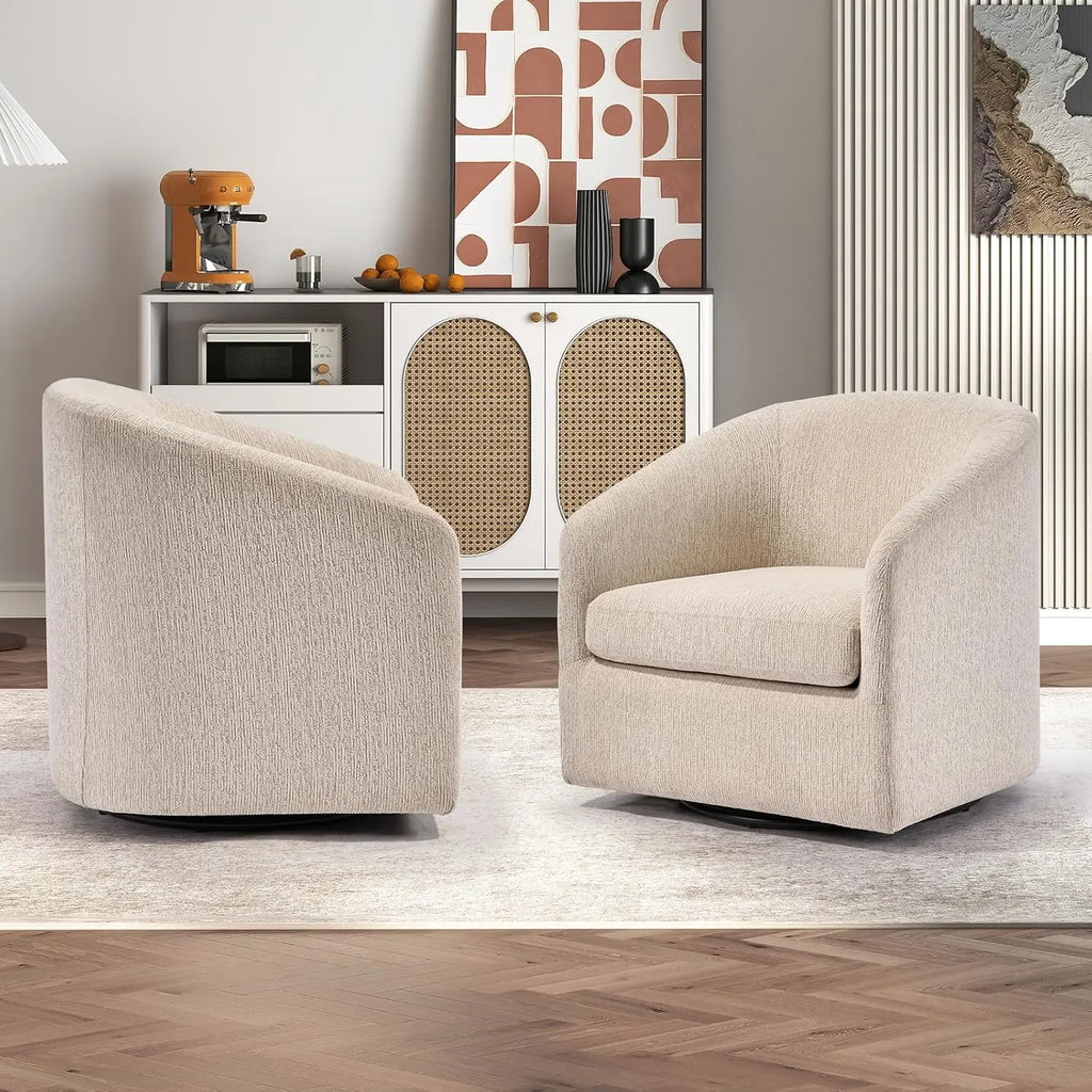 Swivel Accent Chair Set of 2 Fully Assembled Armchair Beige, Customized