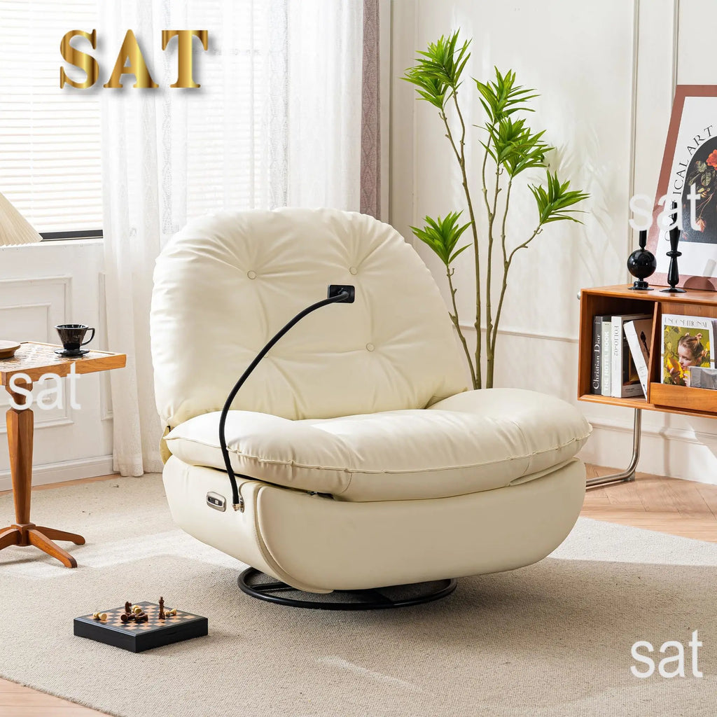 *Cheap Price White Multi-position Single Power Lift Recliner White Leather Comfortable Sofa Chair With Phone Holder