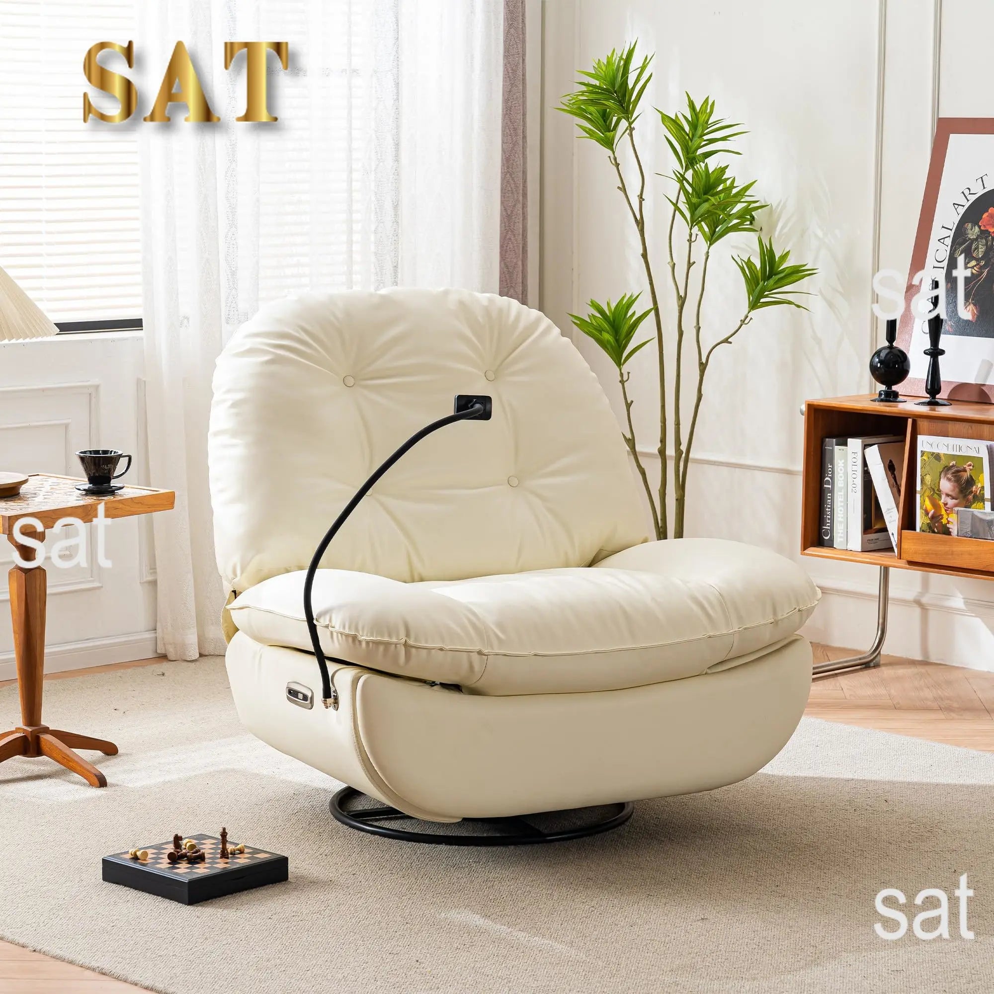 *Cheap Price White Multi-position Single Power Lift Recliner White Leather Comfortable Sofa Chair With Phone Holder