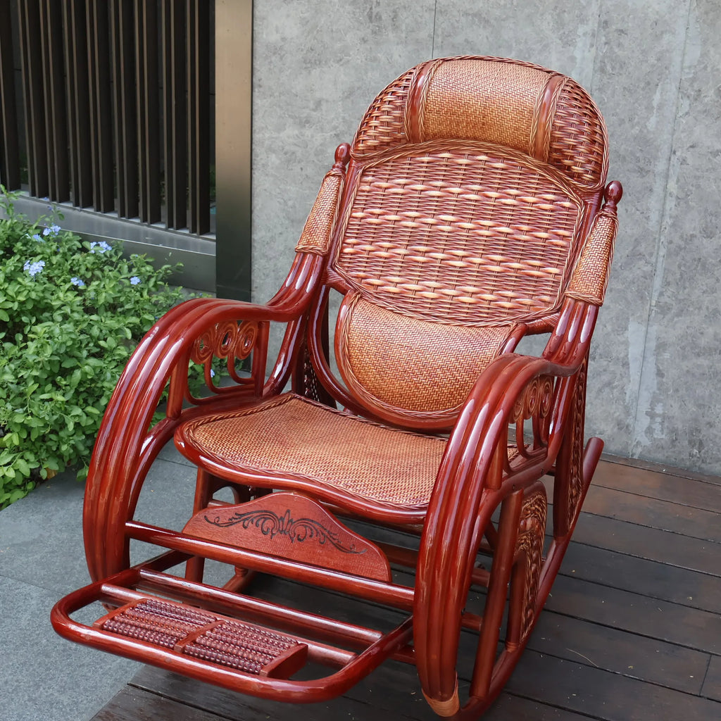 New Chinese rattan chair happy chair factory courtyard elderly rattan sofa
