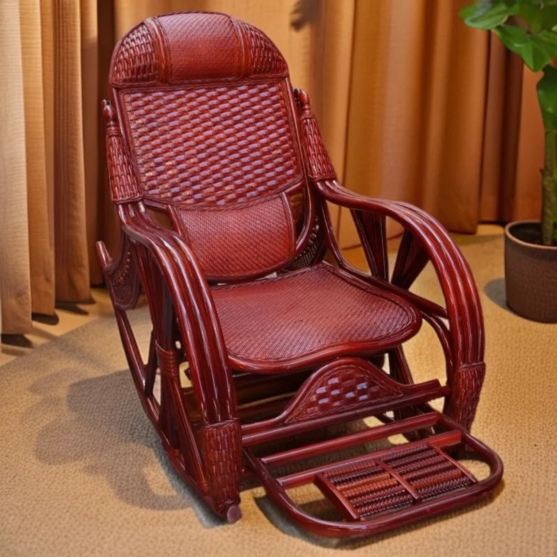 PYH pure natural true rocking chair adult rocking chair elderly rattan balcony household strong free rattan chair