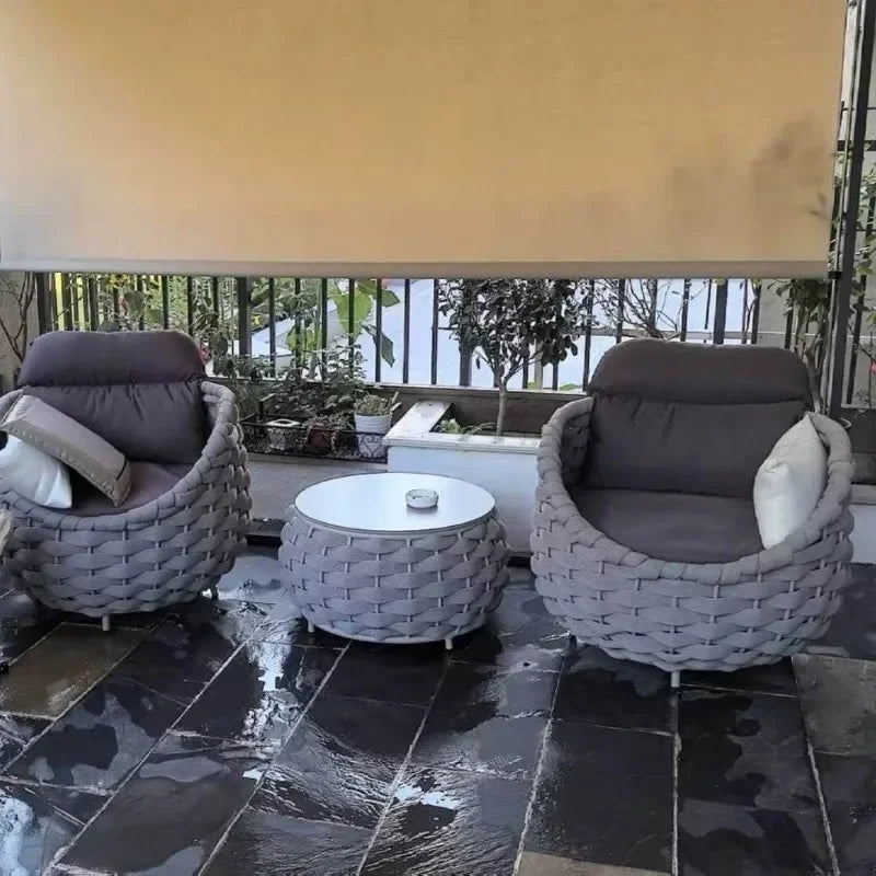 Aluminum Alloy Sofa Set Outdoor Modern Villa Courtyard Rope Weaving Garden Patio Furniture Weather Resistant Nordic Design