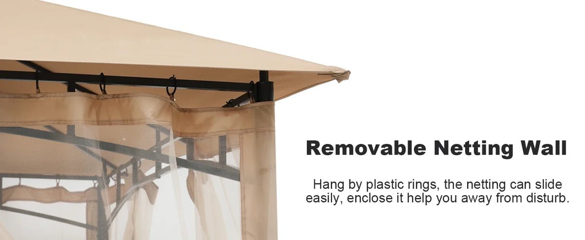 ABCCANOPY Gazebos for Patios 10x12 with Mosquito Netting, Khaki