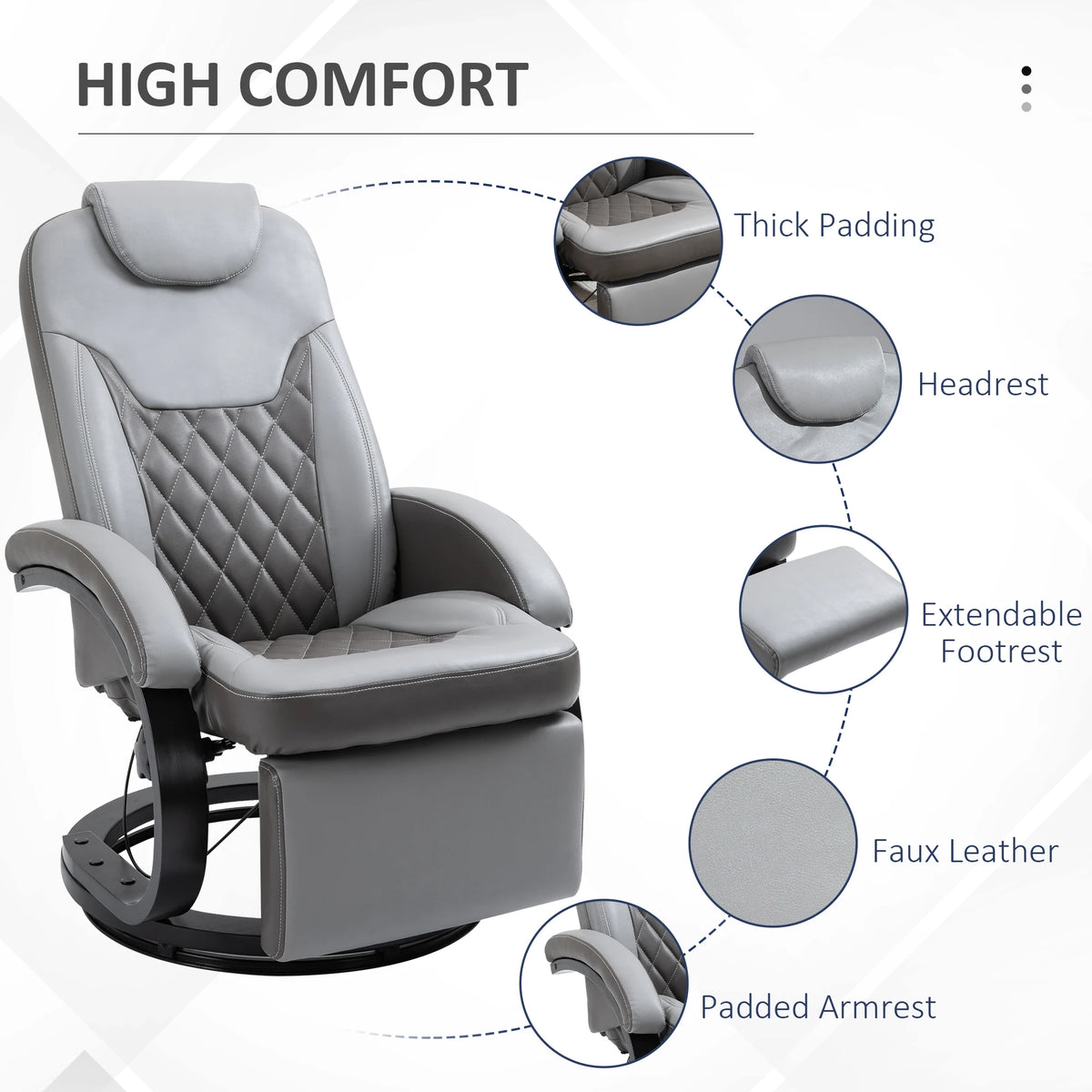 HOMCOM Manual Recliner, Swivel RV Recliner Chair with Footrest, Gray
