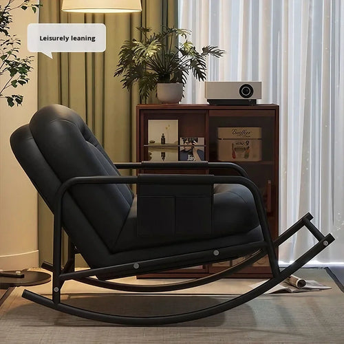 #@ Lazy Sofa Rocking Chair Household Adult Balcony Casual Living Room Single Rocker Vintage Style Recliner Lounge