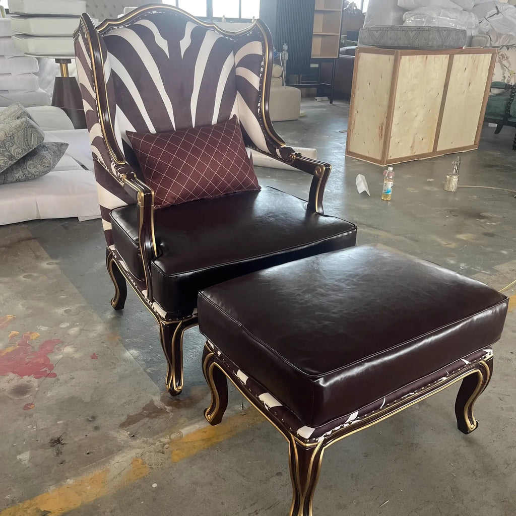F181 American solid wood living room fabric, chair sofa single sofa European balcony French leisure chair