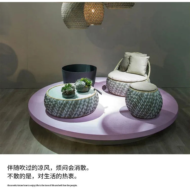 Creative sofa outdoor rattan creative chair outdoor garden hotel courtyard leisure open-air balcony combination small f
