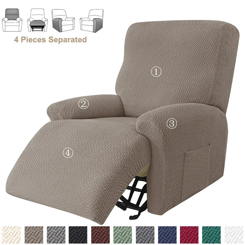 Jacquard Stretch Recliner Sofa Covers Elastic Split Armchair Chair Cover Non-Slip Chairs Slipcovers for Living Room