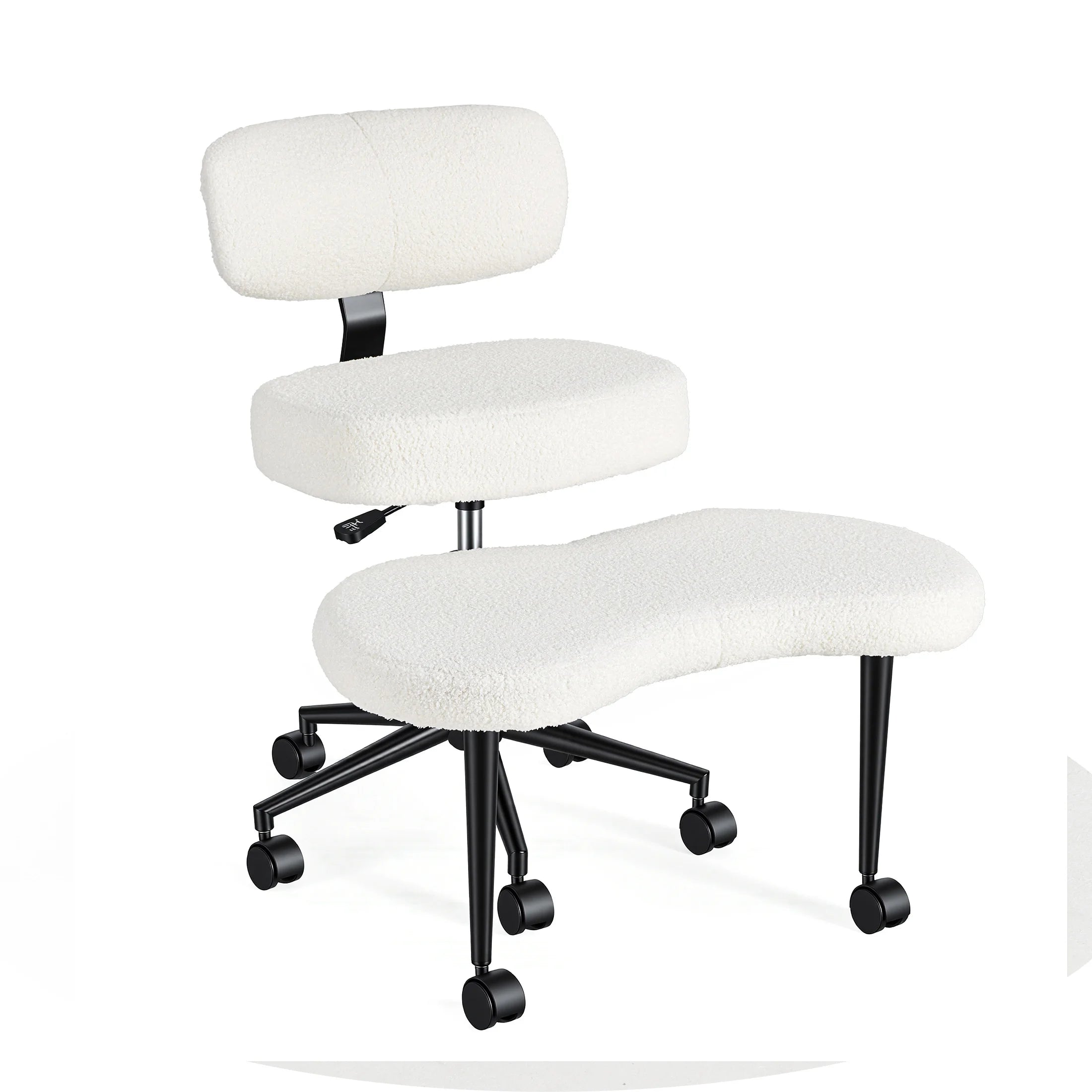JHK Teddy Fleece Armless Ergonomic Office Chair with Lumbar Support Rolling Swivel Multiple Combination Methods Office Chair