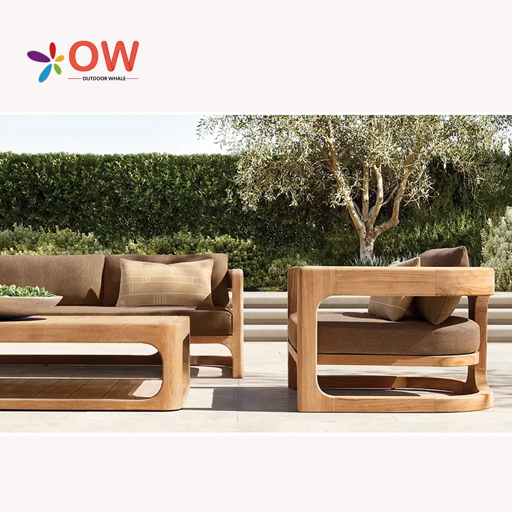 Teak Garden Sofa Set Solid Wood Garden Sets For Parks And Resorts Durable Wooden Outdoor Furniture Set