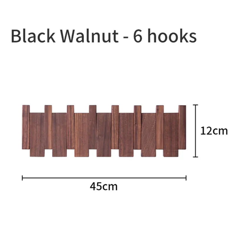 Beech and Walnut Coat Rack Wall Mounted Sticks Piano Clothes Rack Creative Hanging Doorway Entrance Cloak Rack Home Decor