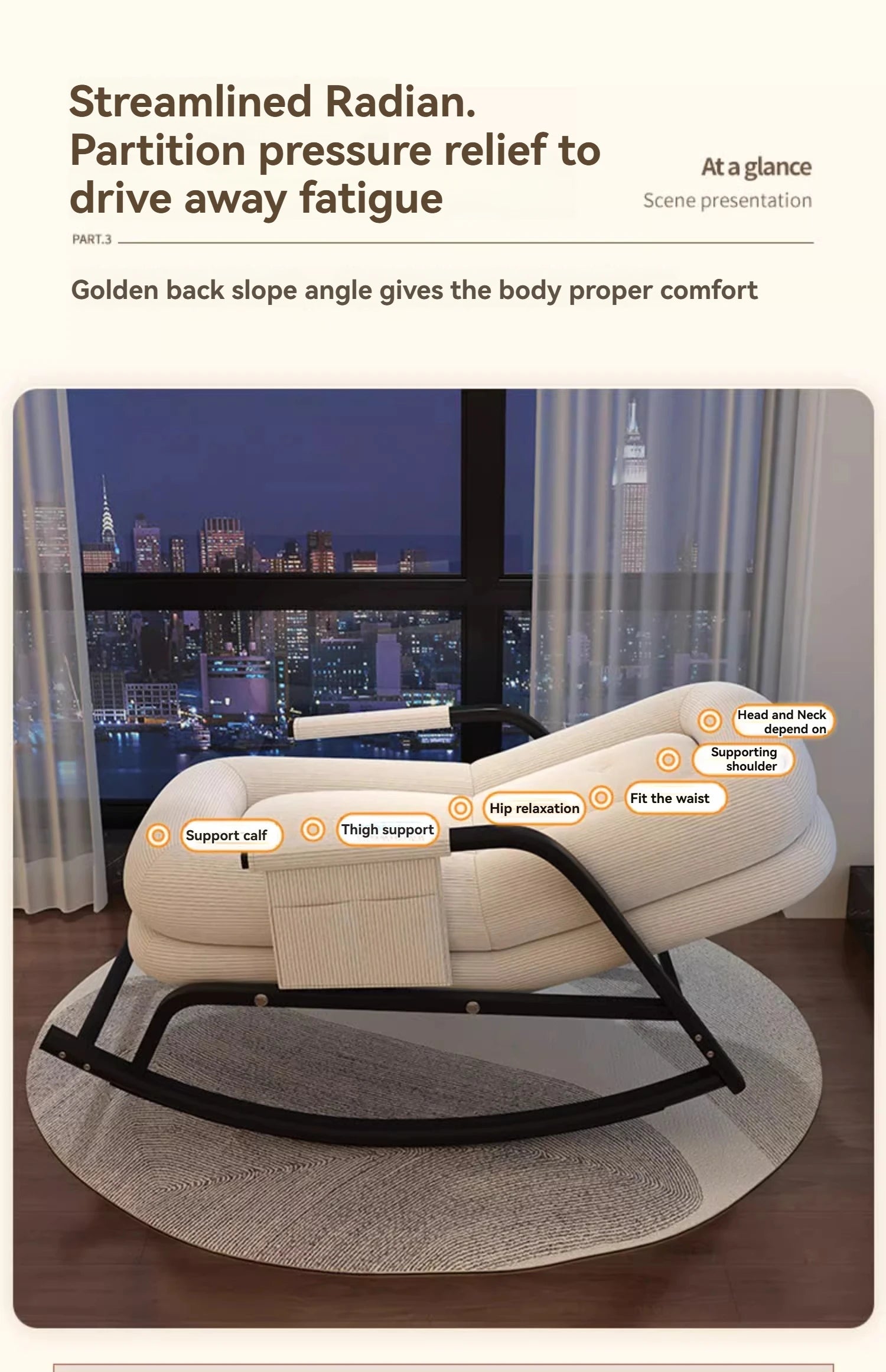 ASwinging Chair, Lounge Chair, Adults Can Sleep, Creamy Style Dog House Rocking Chair, Single Lazy Person, Home Small Sofa