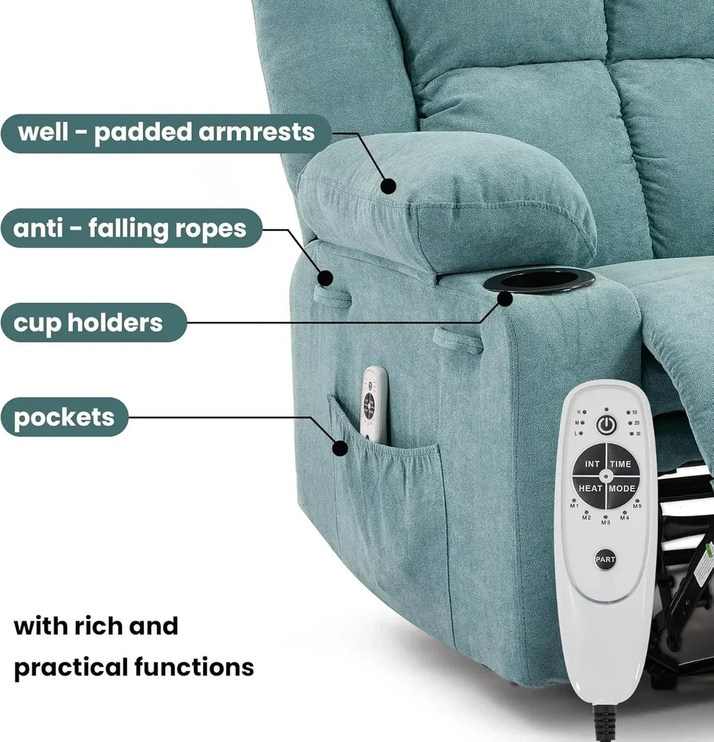BestsellerBestsellerManual Recliner Chair with Heating & Massage,Ergonomic Overstuffed Breathable Fabric Reclining Chair with Si
