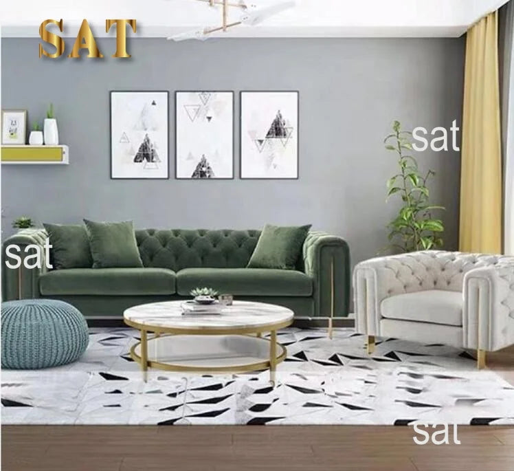 Hot Selling Gilt Velvet Fabric Sofa Design Blue Sofasets Modern Livingroom Furniture Set