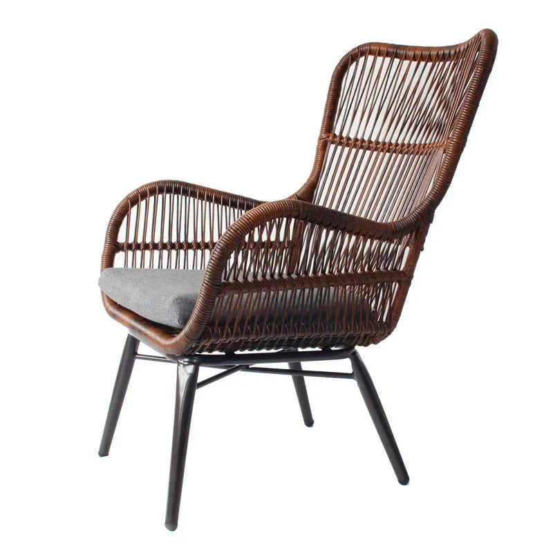 Rattan Chair Three Piece Set Balcony Table Combination Outdoor Furniture Armrest Single Rattan Sofa Recliner Patio Outdoor Chair