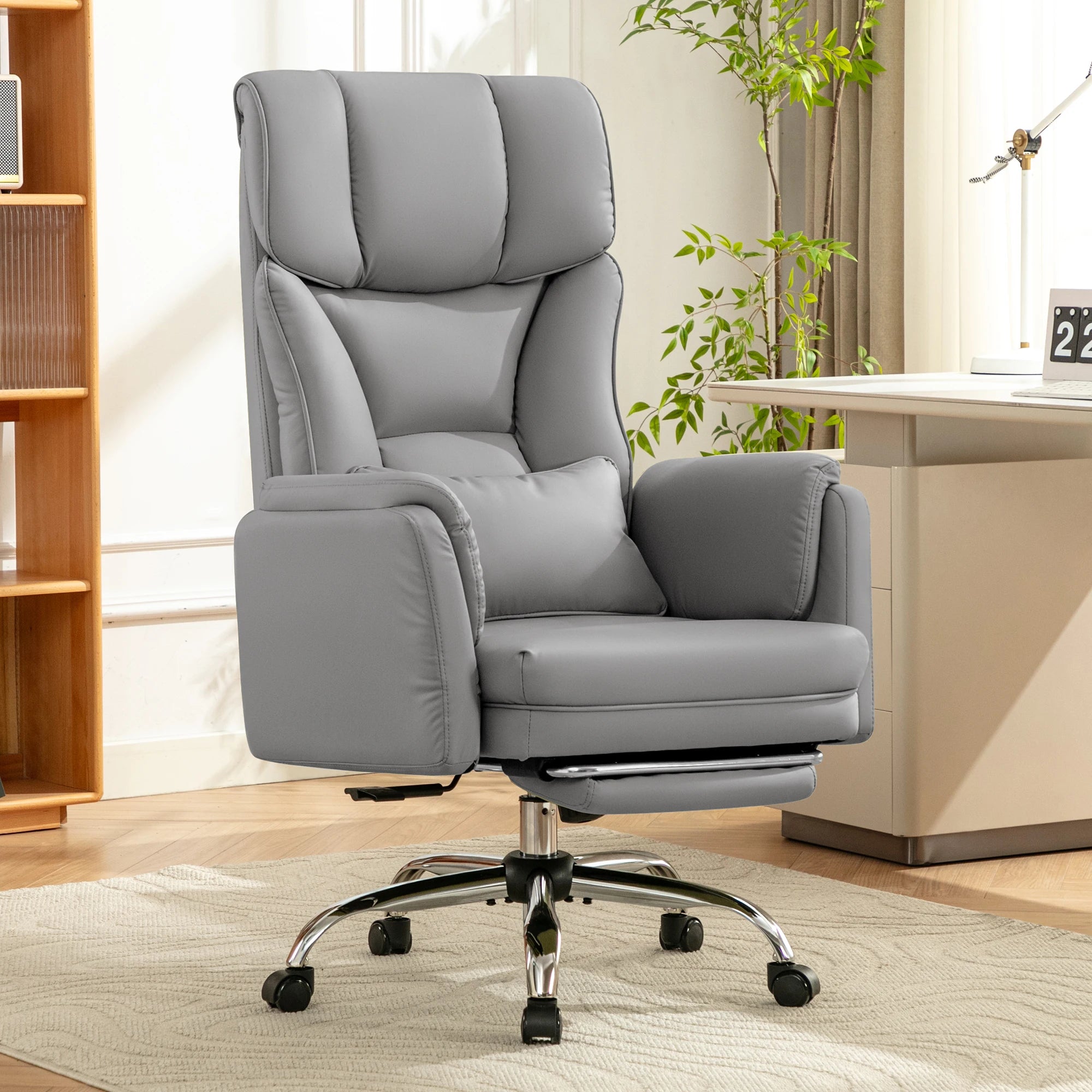 KERDOM 500lbs Big and Tall Office Chair with Flip Armrests and Wide Seat, Home Office Desk Chairs with Adjustment Lumbar Support, for Pets and Cross Legged Sitting, Headrest PU Leather Executive Chair, Metal Base & Quiet Rubb