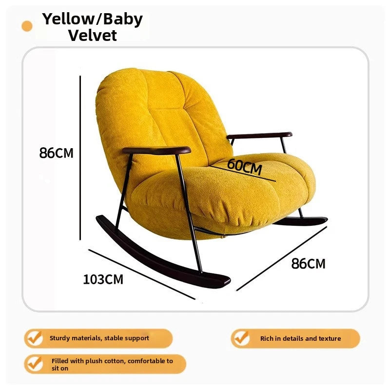 Rocking chair for living room and balcony single-seater sofa chair for small spaces fabric lazy sofa, reclining leisure chair
