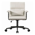 EnHomee Ergonomic Office Chair, Mid Back PU Leather Desk Chair, Adjustable Height Computer Chair with Lumbar Fixed Padded Armrest & Rolling Wheels