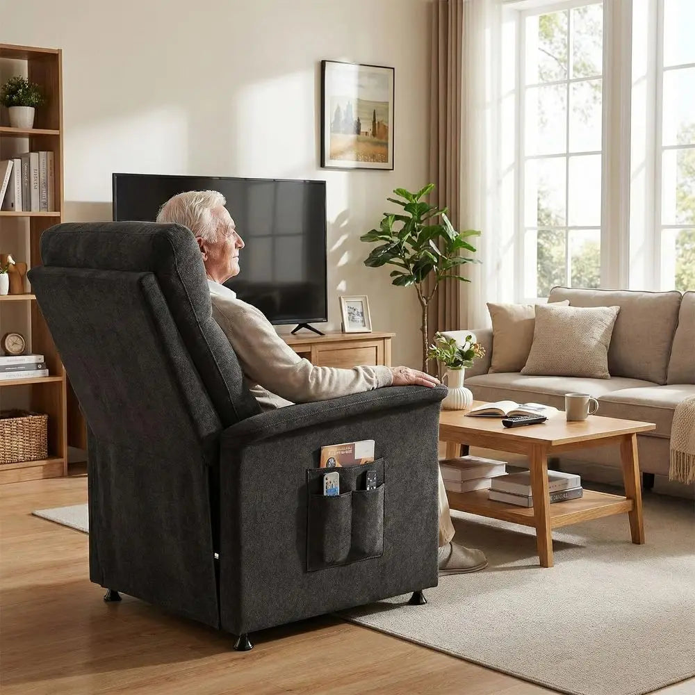 Recliner Chair for Adults with Heat amp Massage Soft Fabric Electric Reclining Sofa with Remote Control, 3 Side Pockets, 180 La