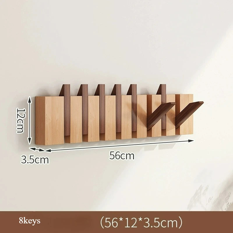 Light Luxury Living Room Wall Clothes Rack Wall-mounted Clothes Hanger Solid Wood Shelves Storage Home Organization and Storage