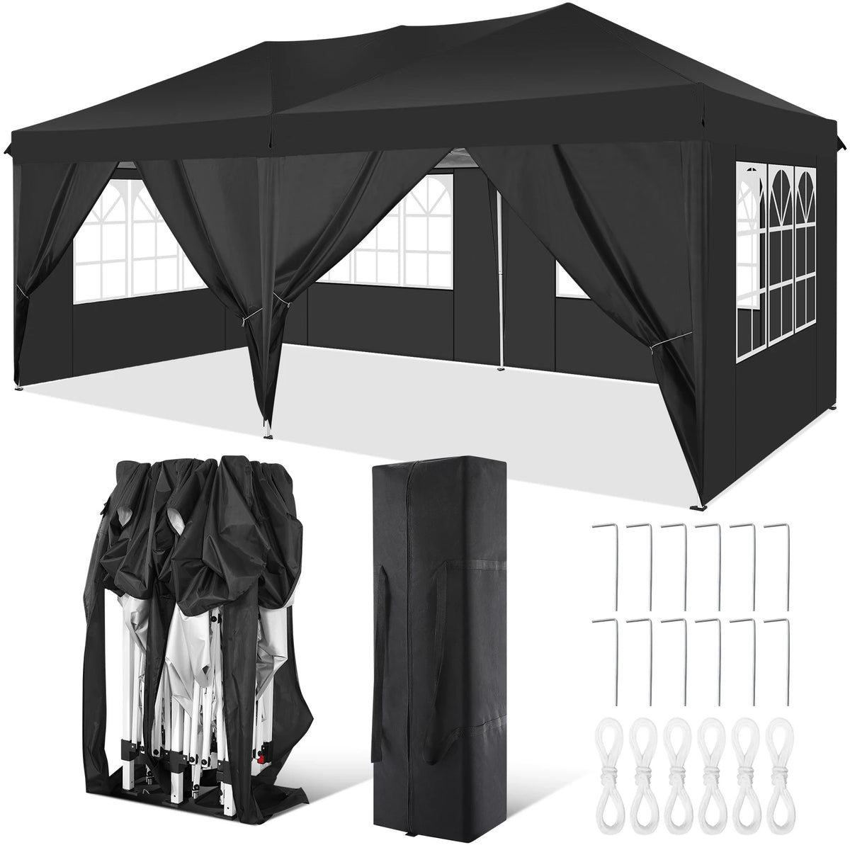10x20FT Pop Up Canopy Tent with Removable Sidewalls Waterproof Commercial Instant Shelter Outdoor Gazebo Party Tent Protable Canopy Tents for Parties with Carry Bag