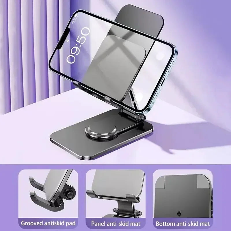 360° Rotation Metal Phone Holder Portable Foldable Desktop Tablet Stand For iPhone Samsung Xiaomi iPad Air Cellphone Bracket