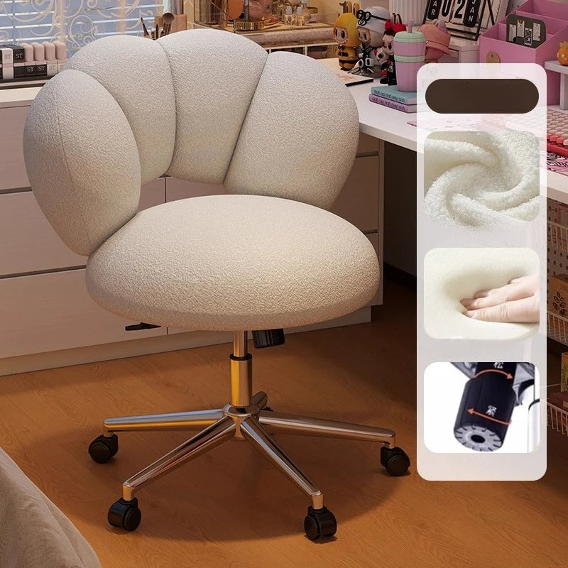 Cream Wind Living Room Chairs Furniture Dressing Stool Rotatable Chair Lamb Wool Small Internet Celebrity Stool Computer Stool