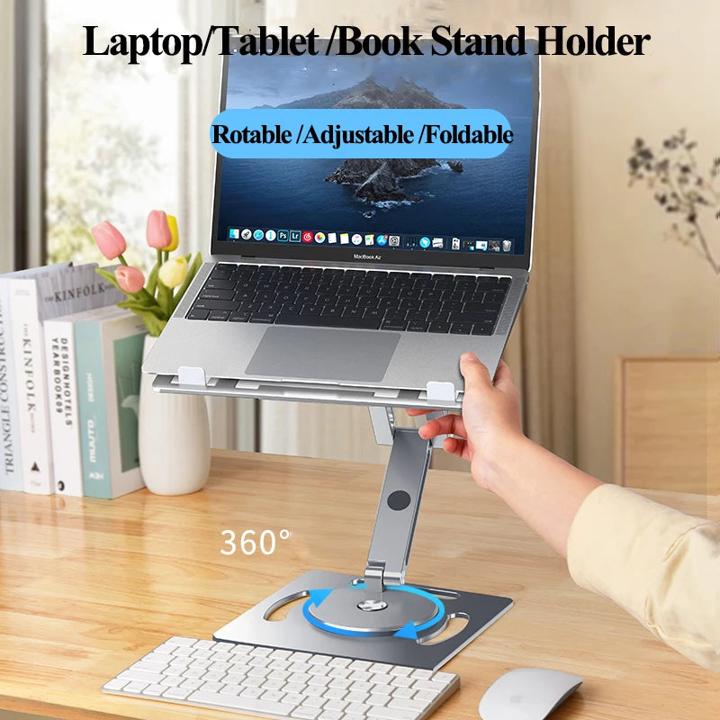 Oatsbasf 360 Rotable Aluminium Laptop Stand Height Angle Adjustment Tablet Desktop Holder Multifunctional Reading Book Bracket