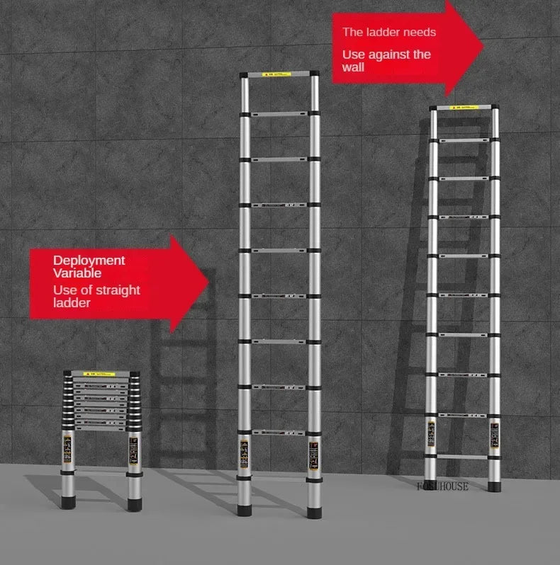 Folding Ladder for Construction Site Metal Telescopic Modern Thickened Ladders Creative Multifunctional Step Ladders for Home G