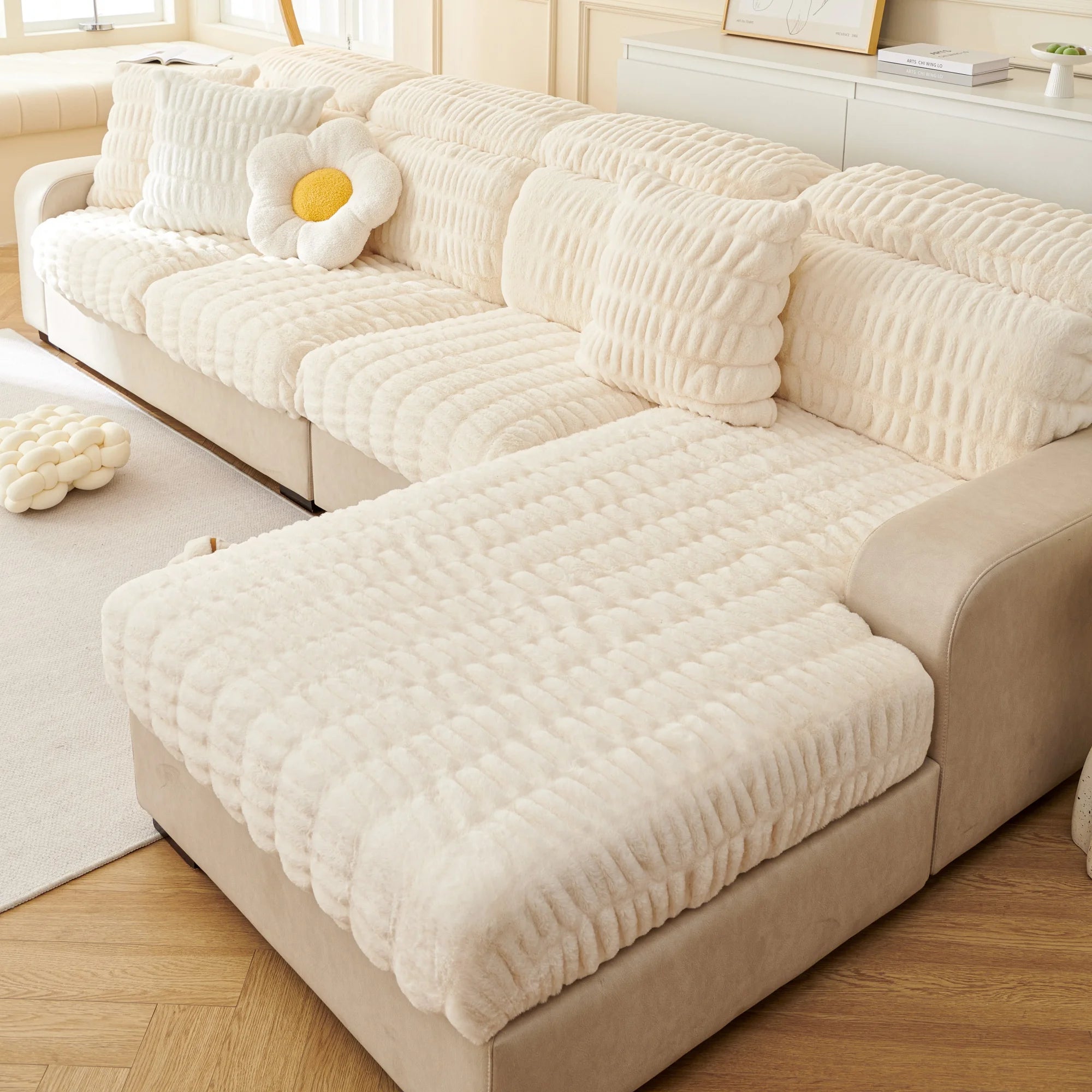 Couch Cushion Covers Individual Large Stretch Imitation Fur Sofa Cushion Covers, Couch Seat Covers Couch Slipcovers