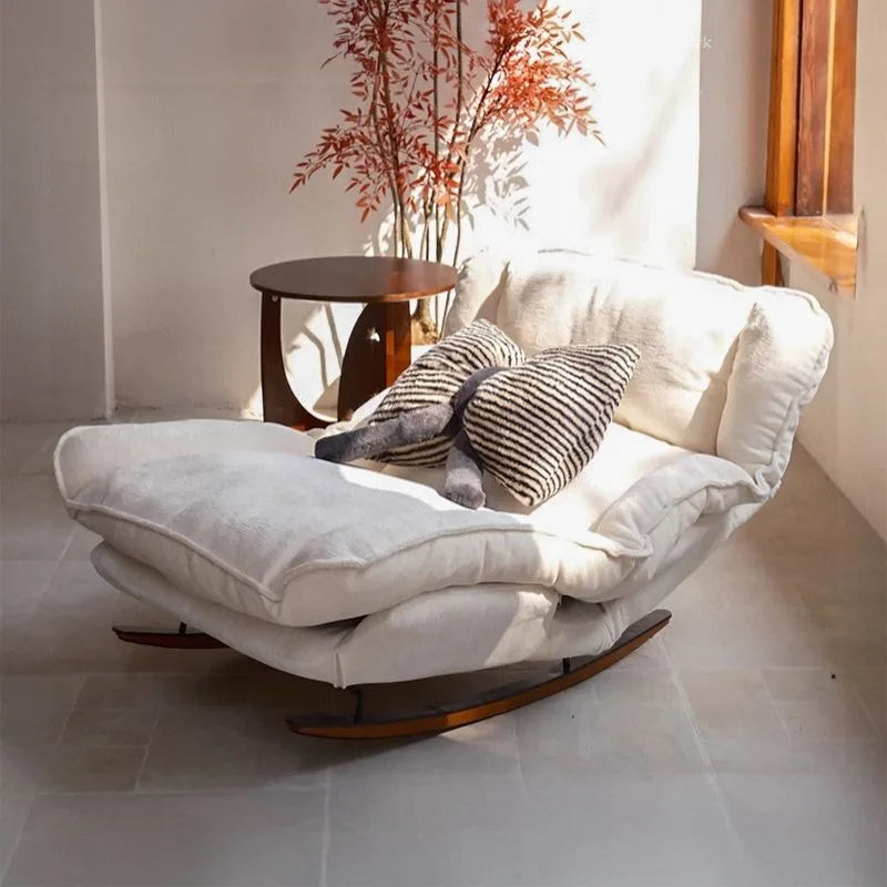 Light Luxury Rocking Chair Adult Recliner Lazy Lounger Single Sofa for Balcony Living Room Home Leisure Indoor Outdoor Furniture